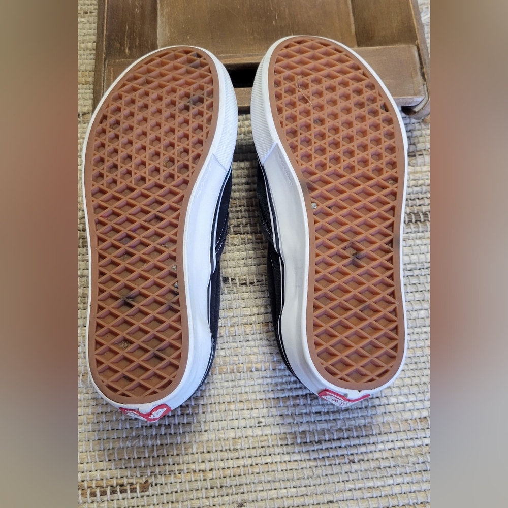 Vans Skate Slip-On Shoes Black/White PopCush Suede/Canvas 5.5 EUC - Picture 7 of 10